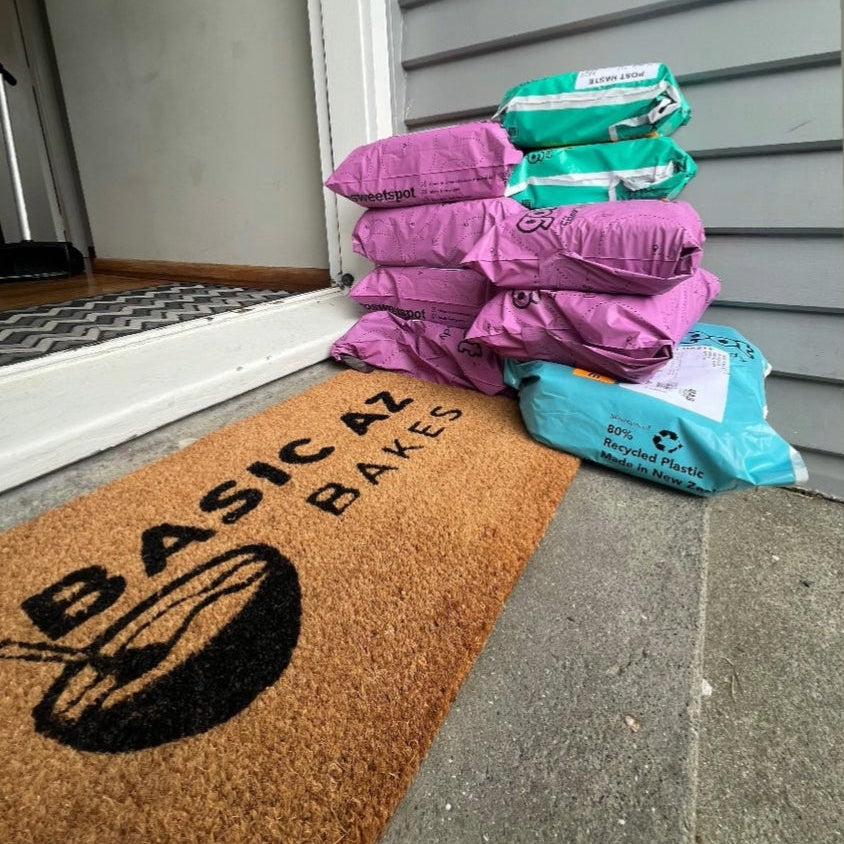 UGC Screenshot from Basic Az Bakes IG Story - showing custom doormat at her front door
